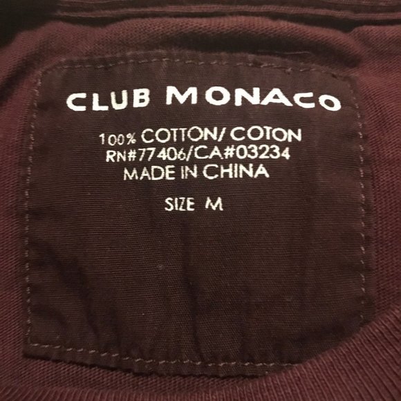Club Monaco Solid Burgndy Tee - Picture 2 of 3